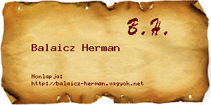 Balaicz Herman névjegykártya